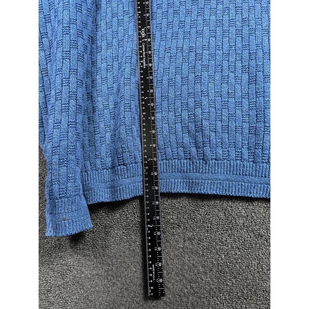 Kenneth Roberts Sweater Mens Large Blue 100% Cotton Made USA Textured Knit Crew - Picture 5 of 6